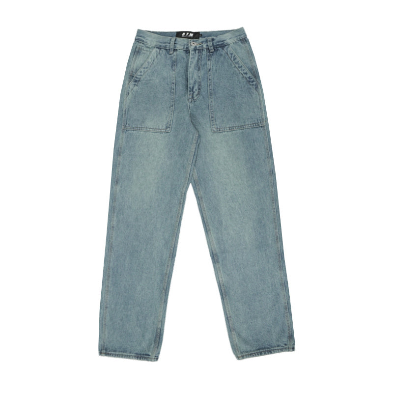 Mens Loose Straight Vintage Wide Leg Jeans