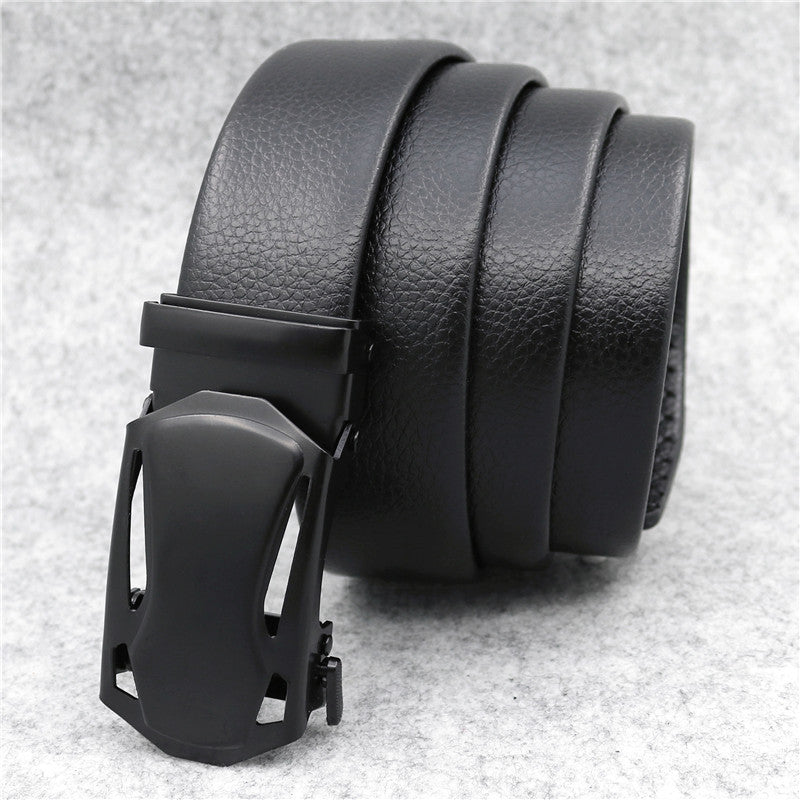 Black Microfiber Slide Buckle Belt for Men