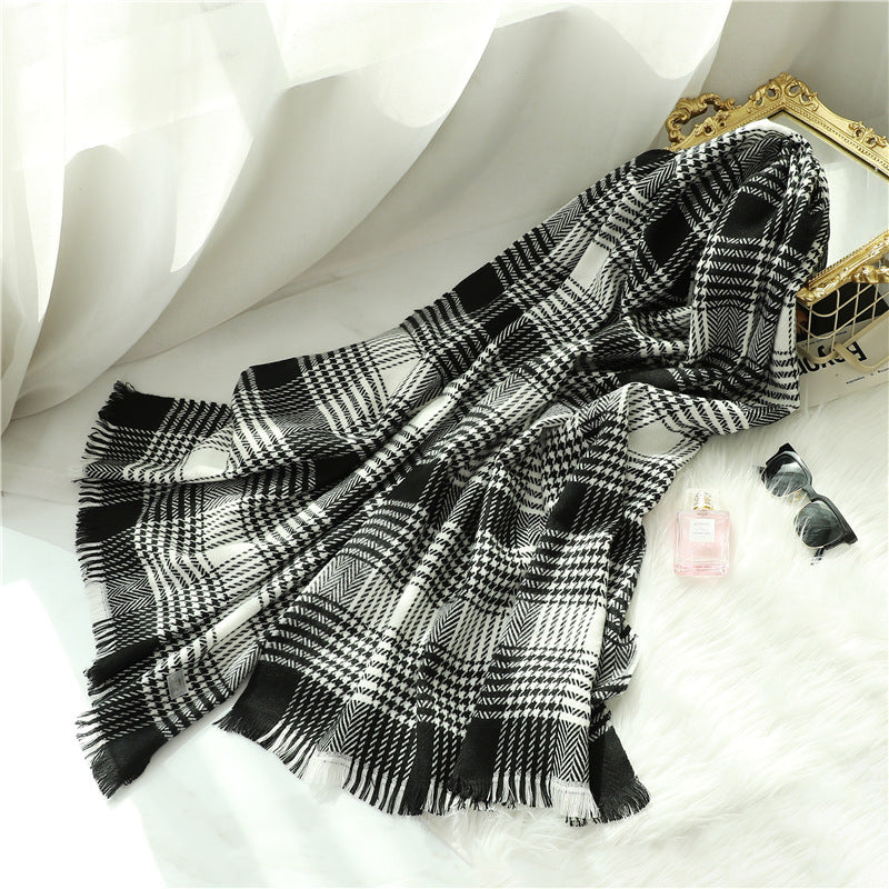 Cashmere Plaid Cozy Shawl