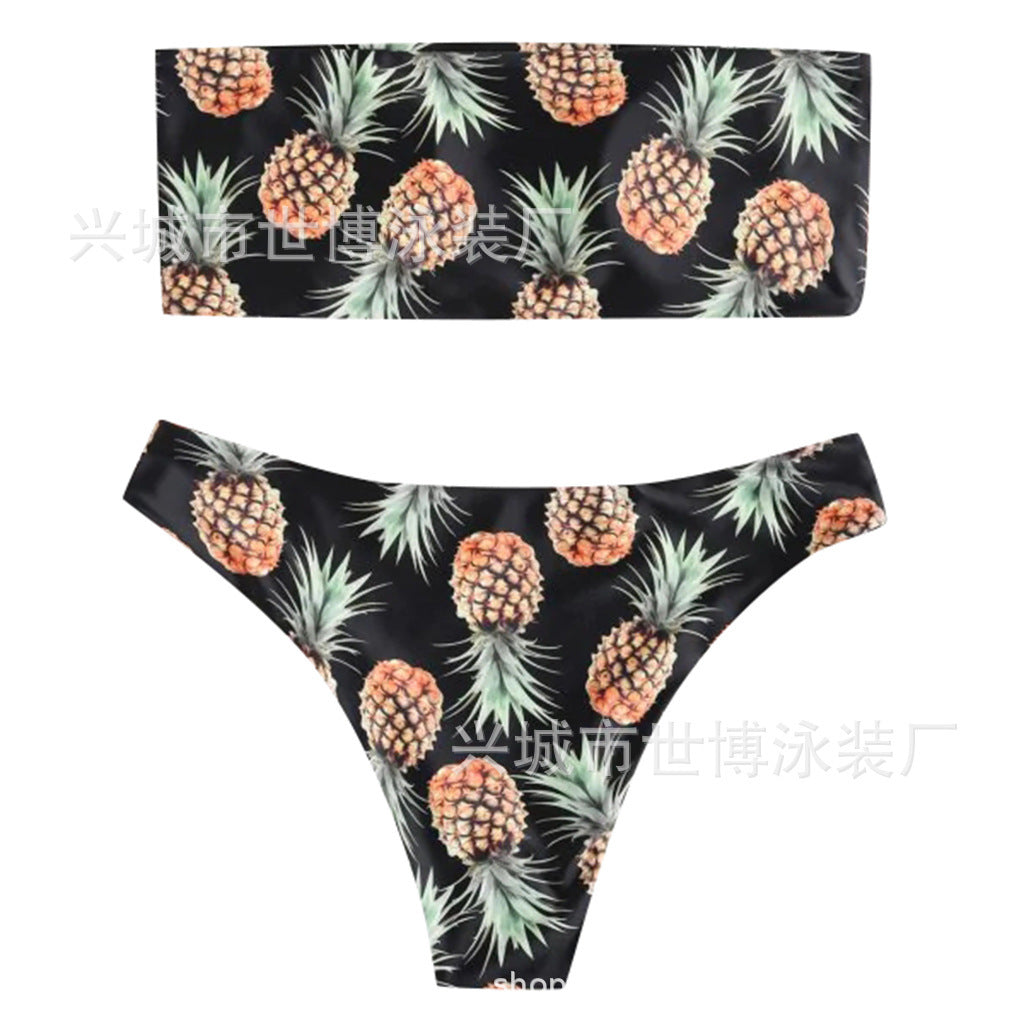 Tropical Vibes: Pineapple Tube Top Bikini