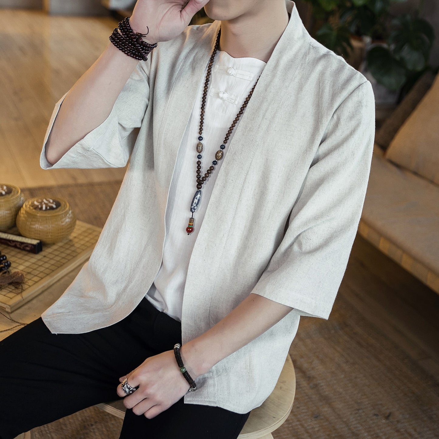 Traditional Chinese Cotton & Linen Cardigan Shirt