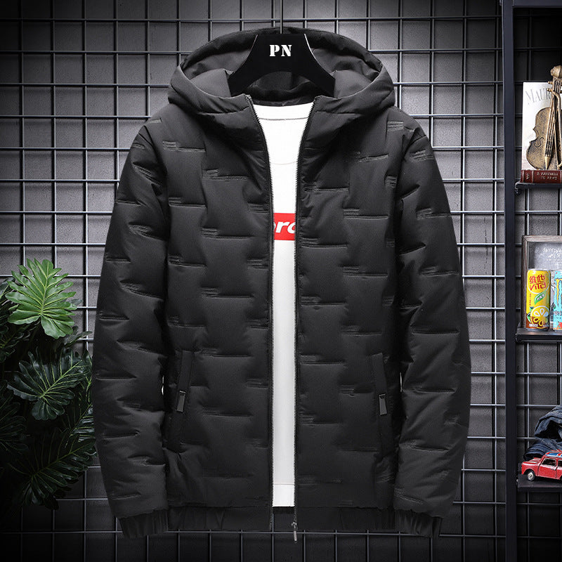 Men's Jacket Short Warm Hooded Cotton Jacket Men