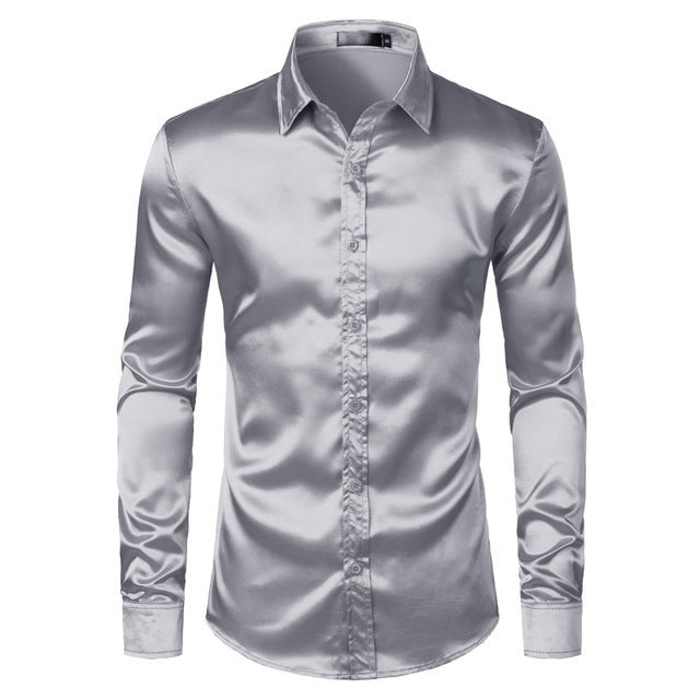 Black Satin Luxe Dress Shirt