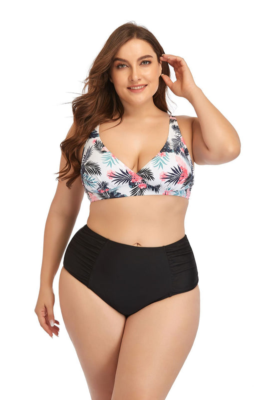 Floral Bliss: Plus Size Two-Piece Bikini