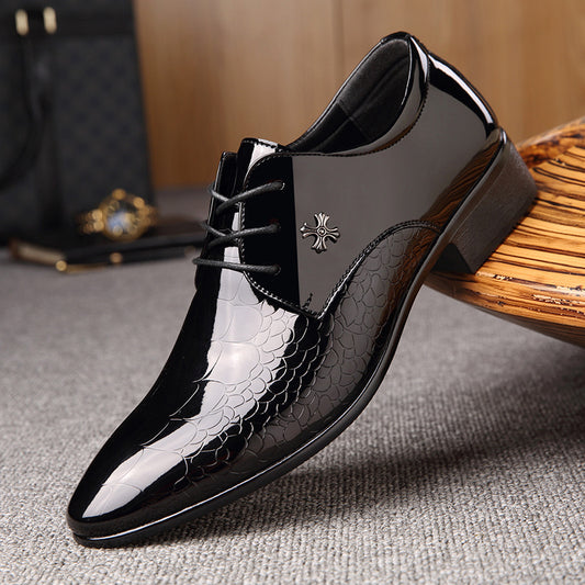 Elegant Shine Pointed Toe Lace-Up Shoes