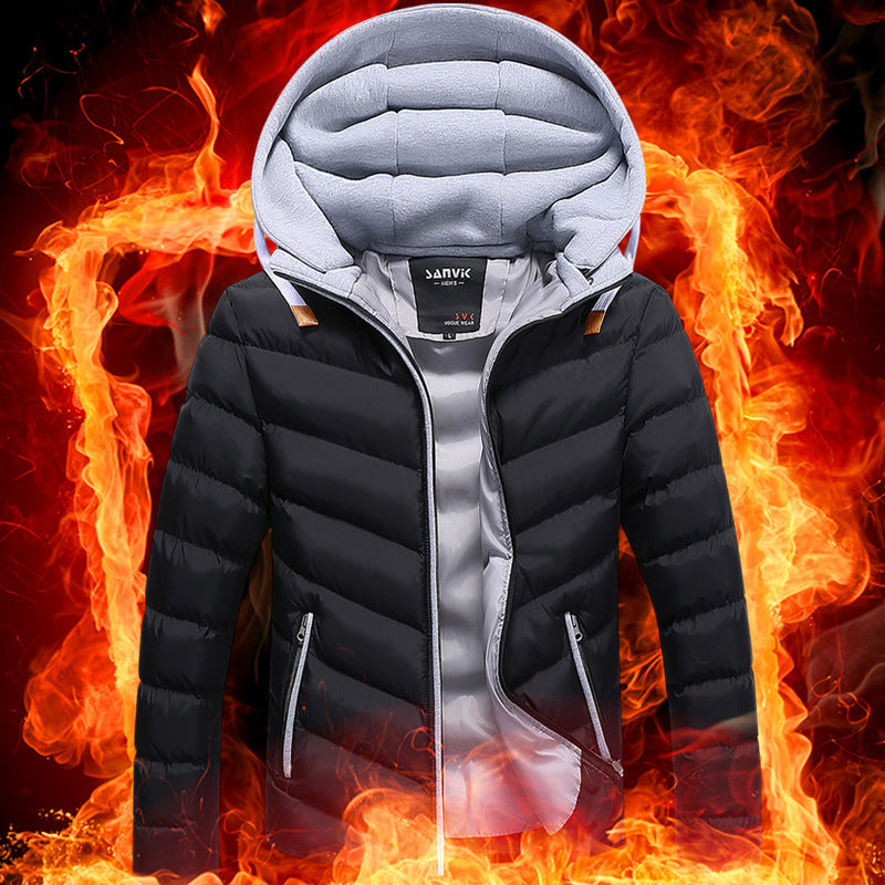 Men's cotton jacket hooded casual plus size cotton jacket