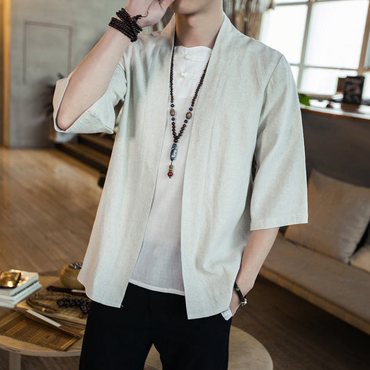 Traditional Chinese Cotton & Linen Cardigan Shirt