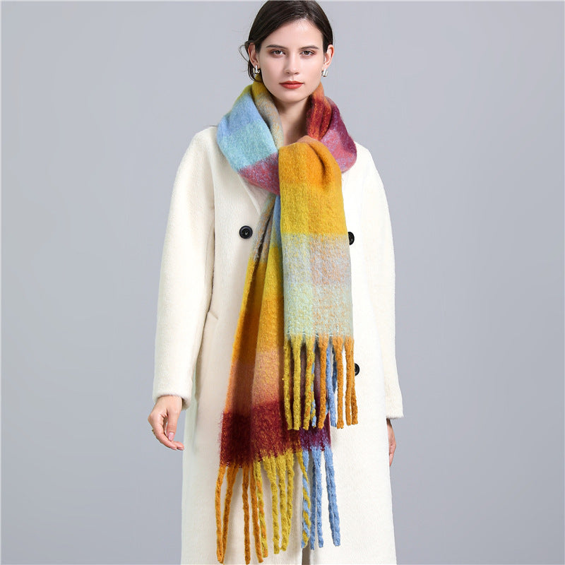 European And American Fashion Women's Scarf Winter Cashmere Thickened Warm Shawl