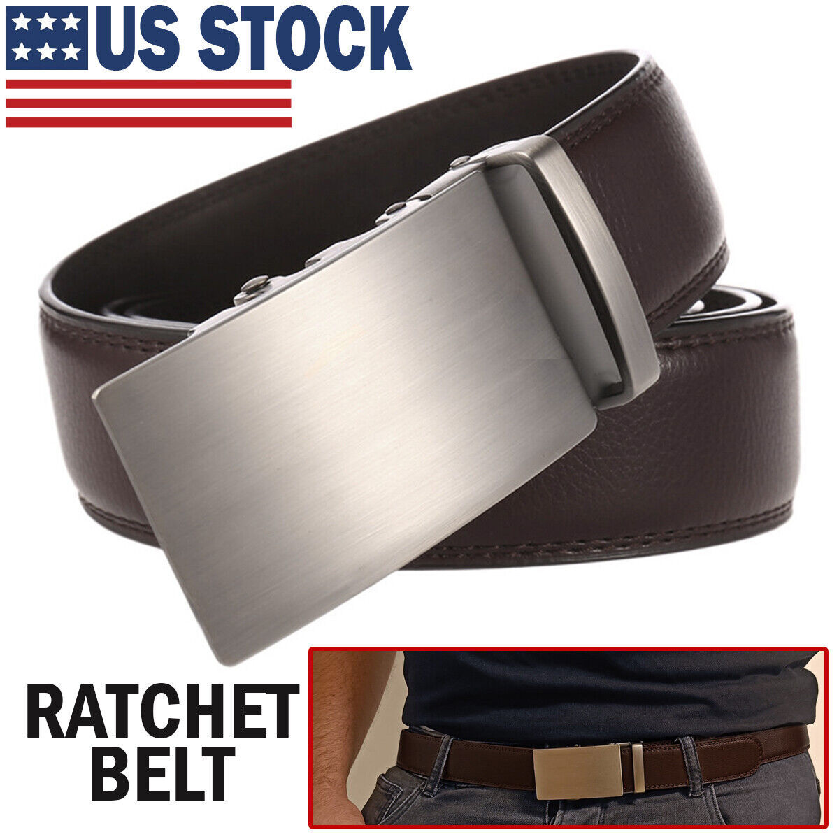 Refined Elegance Men's Dark Brown Ratchet Leather Belt