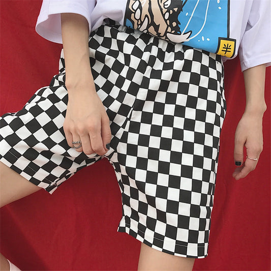 Retro Checkered Harajuku Summer Shorts