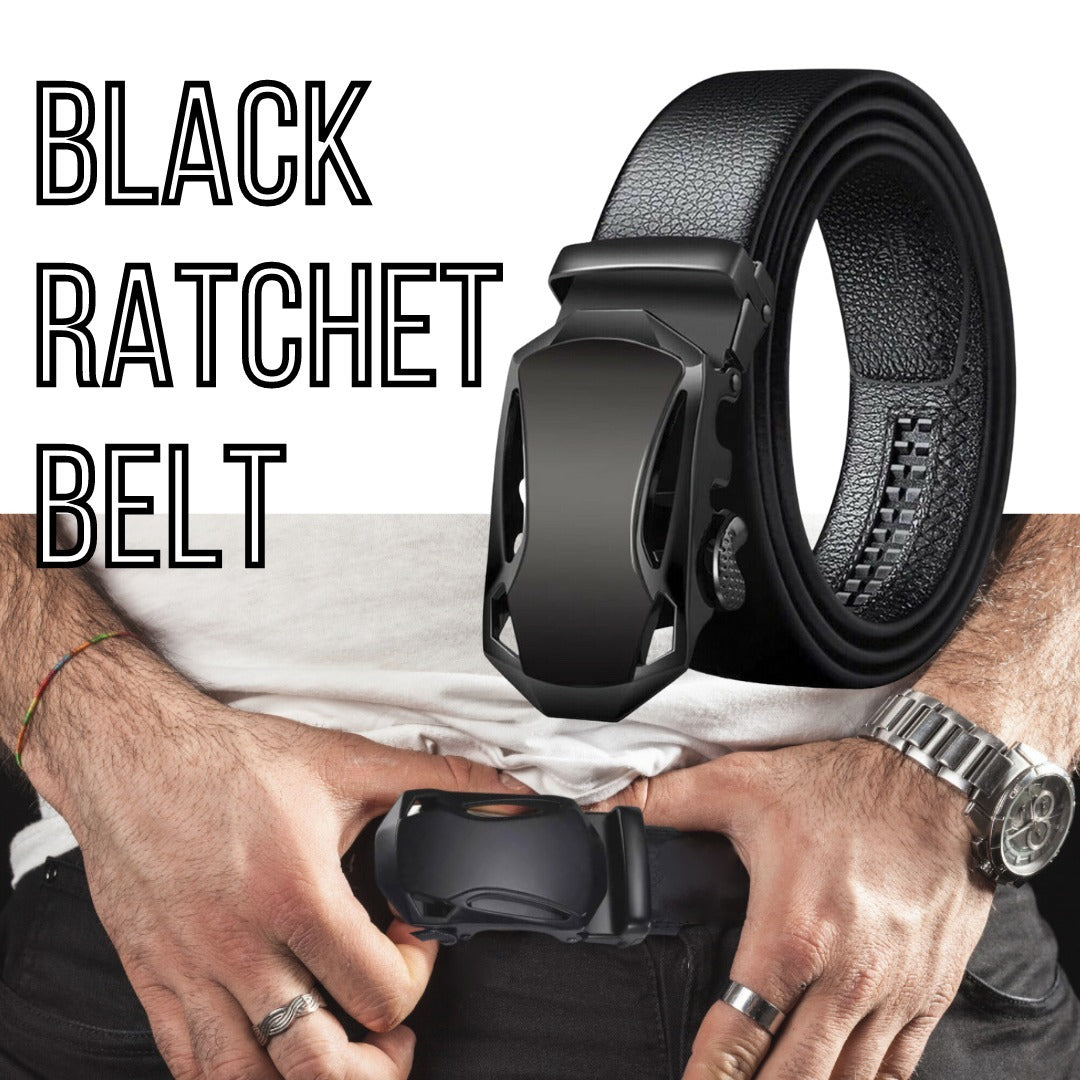 Black Microfiber Slide Buckle Belt for Men