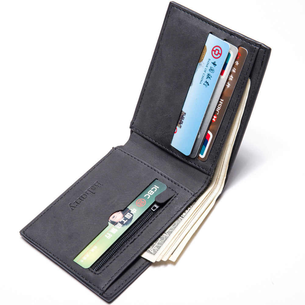 Compact Zipper Wallet for Men with Coin Pocket