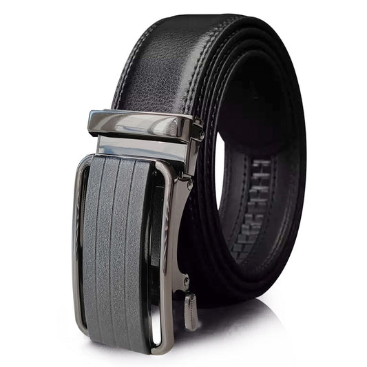 Stylish Leather Ratchet Belt for Men – Slide Lock Buckle System