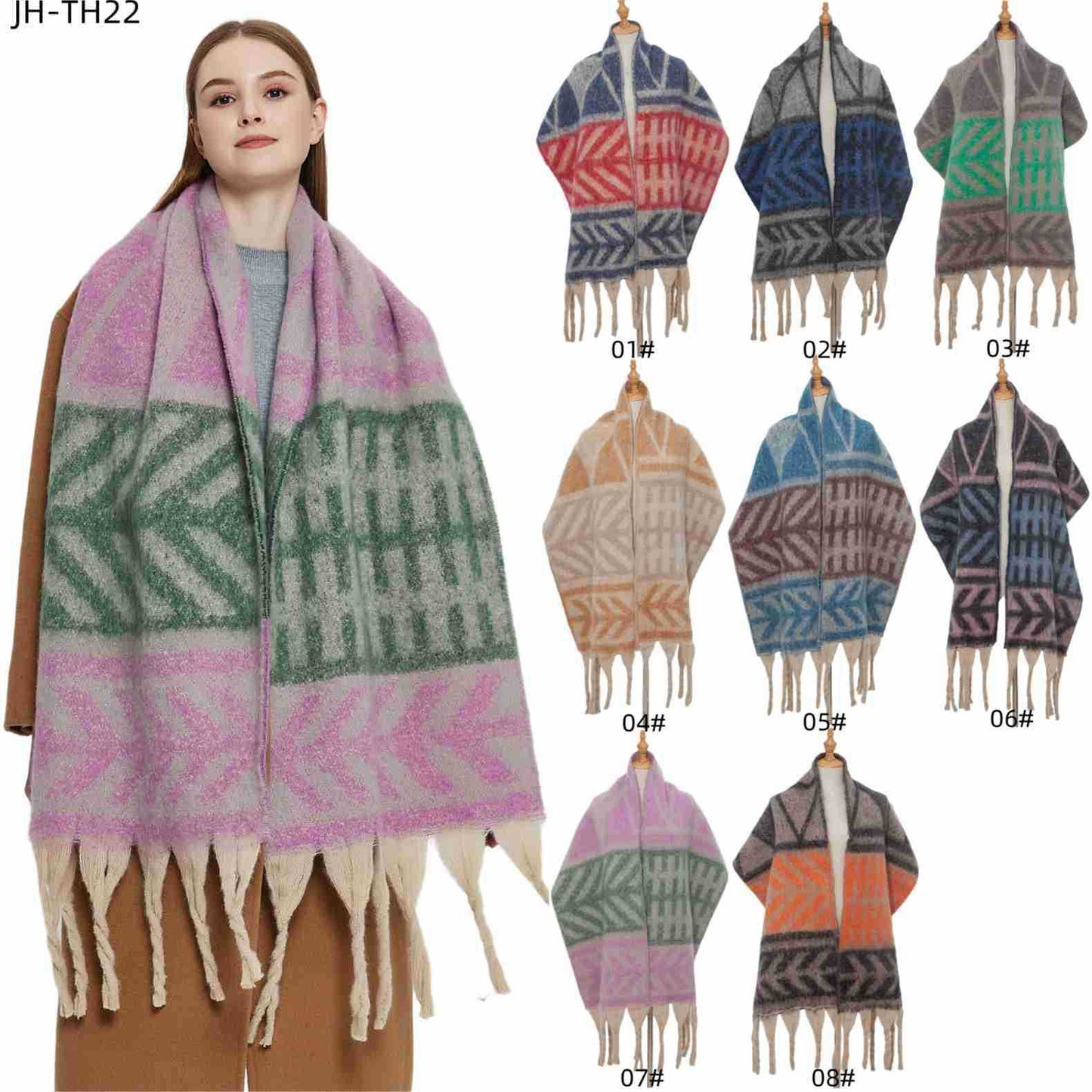 European Winter Tassel Scarf