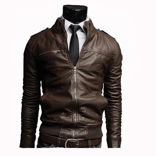 Steel Chain Leather Biker Jacket