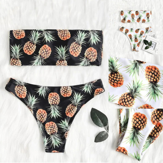 Tropical Vibes: Pineapple Tube Top Bikini