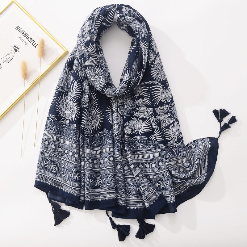 Indigo Breeze Tie-Dye Shawl