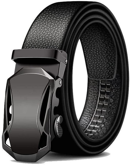 Black Microfiber Slide Buckle Belt for Men