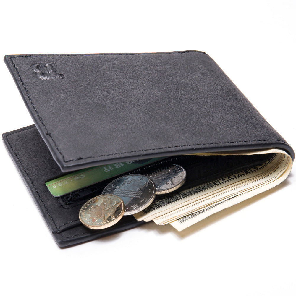 Compact Zipper Wallet for Men with Coin Pocket