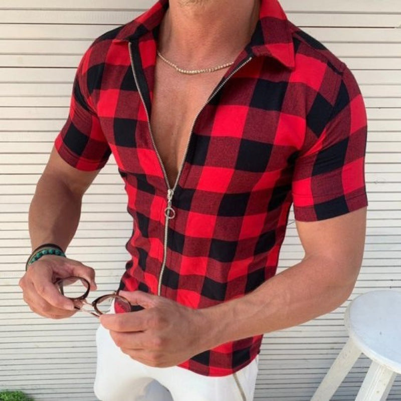 Zippered Plaid Summer Tee