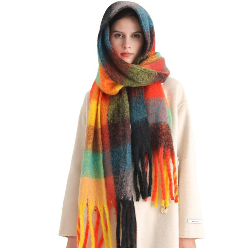 European And American Fashion Women's Scarf Winter Cashmere Thickened Warm Shawl