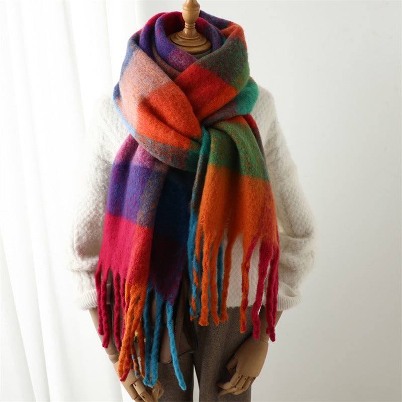 European And American Fashion Women's Scarf Winter Cashmere Thickened Warm Shawl