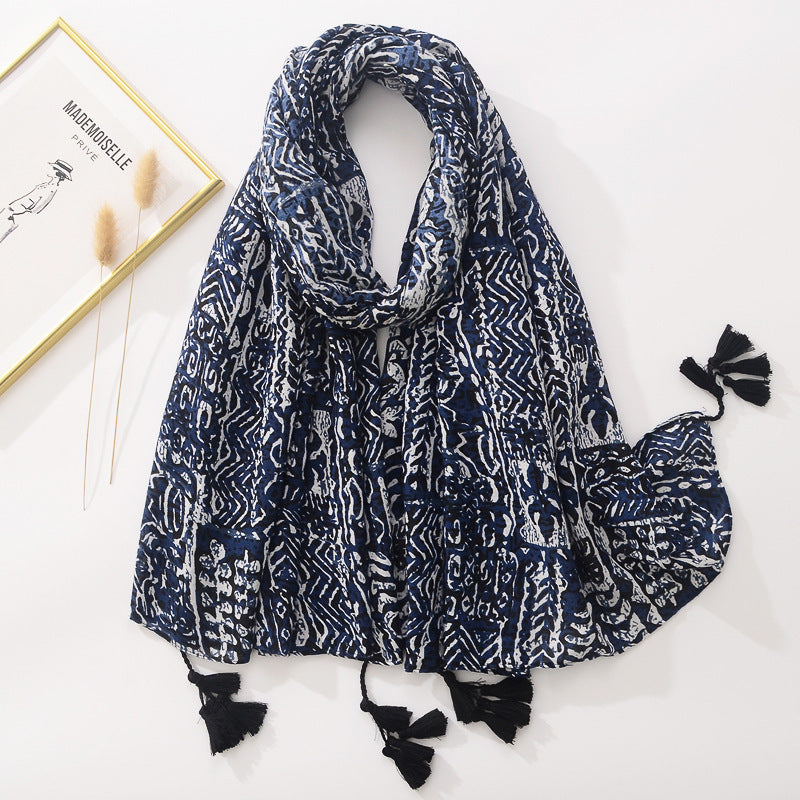 Indigo Breeze Tie-Dye Shawl