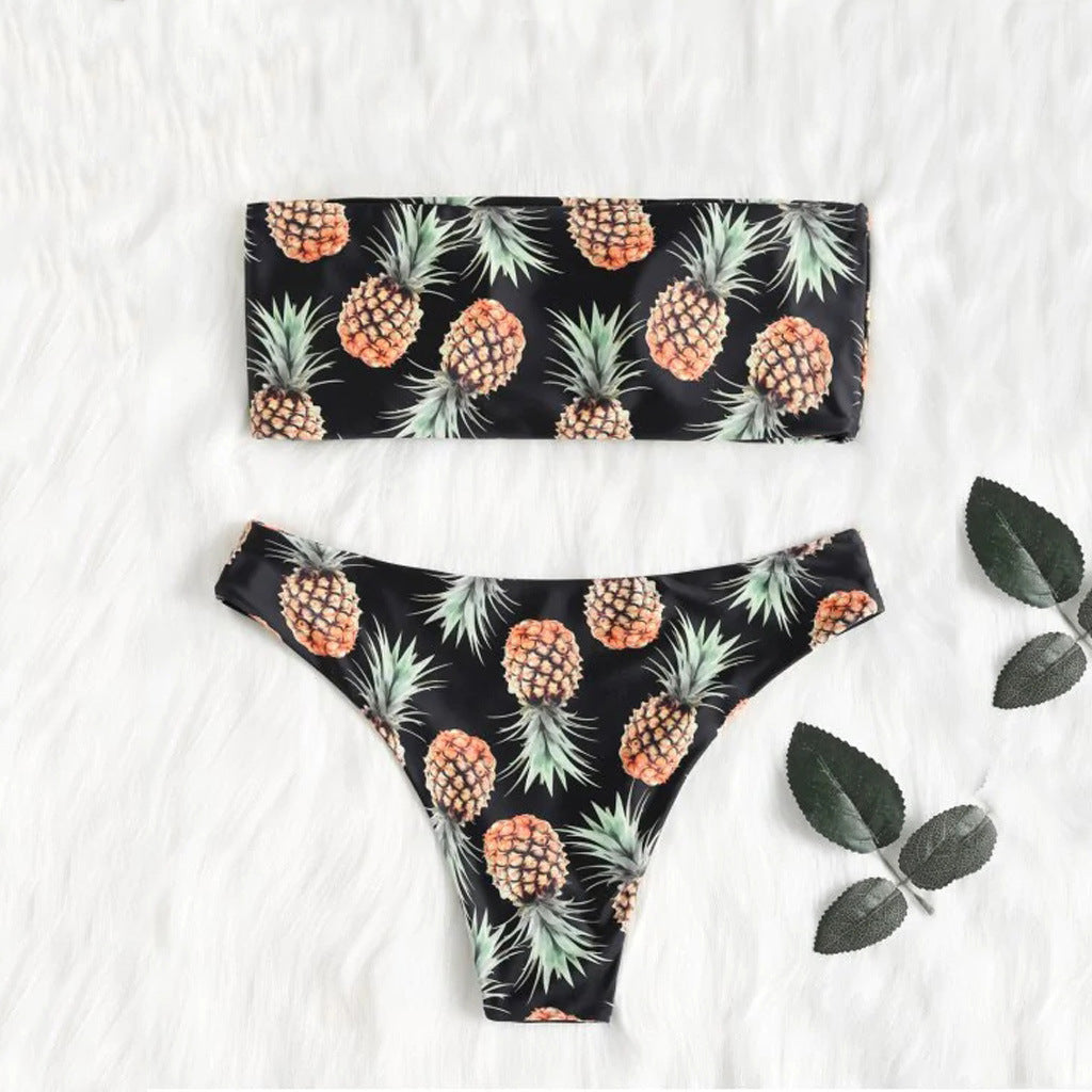 Tropical Vibes: Pineapple Tube Top Bikini