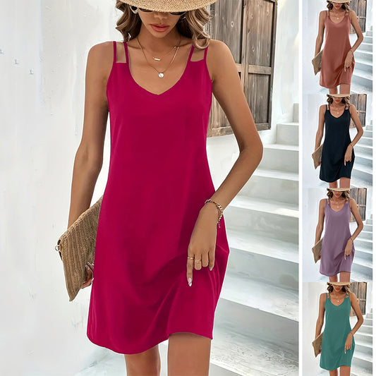 Vibrant Elegance: Sleeveless Slim-Fit Dress