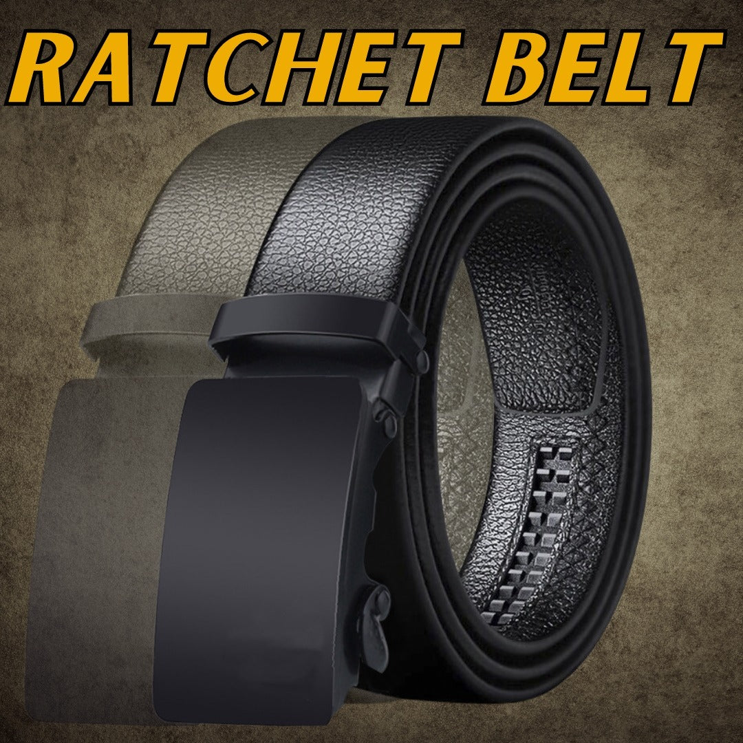 Sleek Black Microfiber Leather Ratchet Belt for Men – Adjustable and Stylish