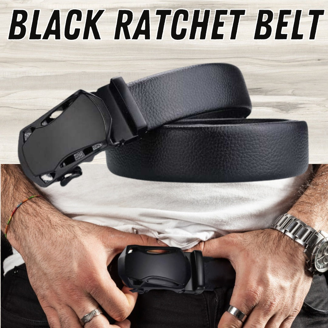 Black Microfiber Slide Buckle Belt for Men