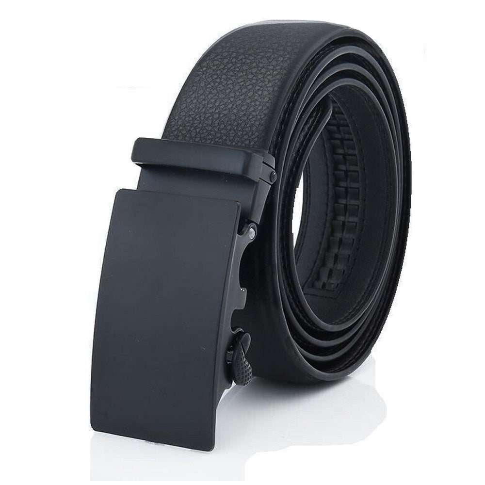 Sleek Black Microfiber Leather Ratchet Belt for Men – Adjustable and Stylish