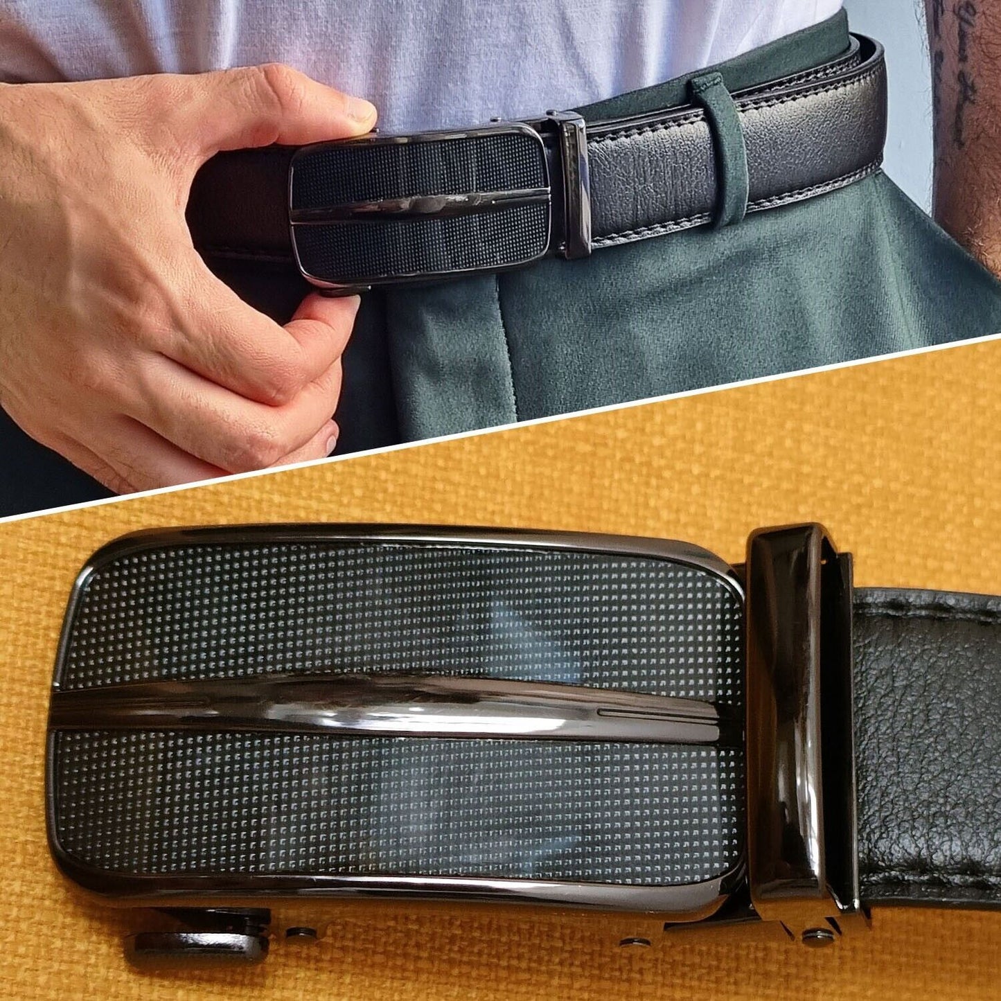 Custom Fit Microfiber Leather Belt – Easy Slide Buckle