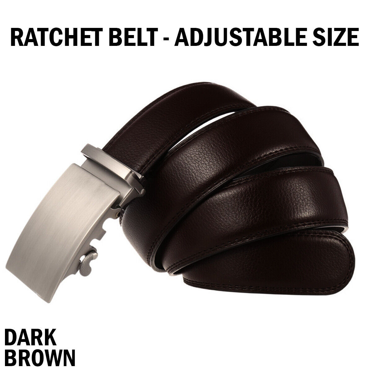 Refined Elegance Men's Dark Brown Ratchet Leather Belt