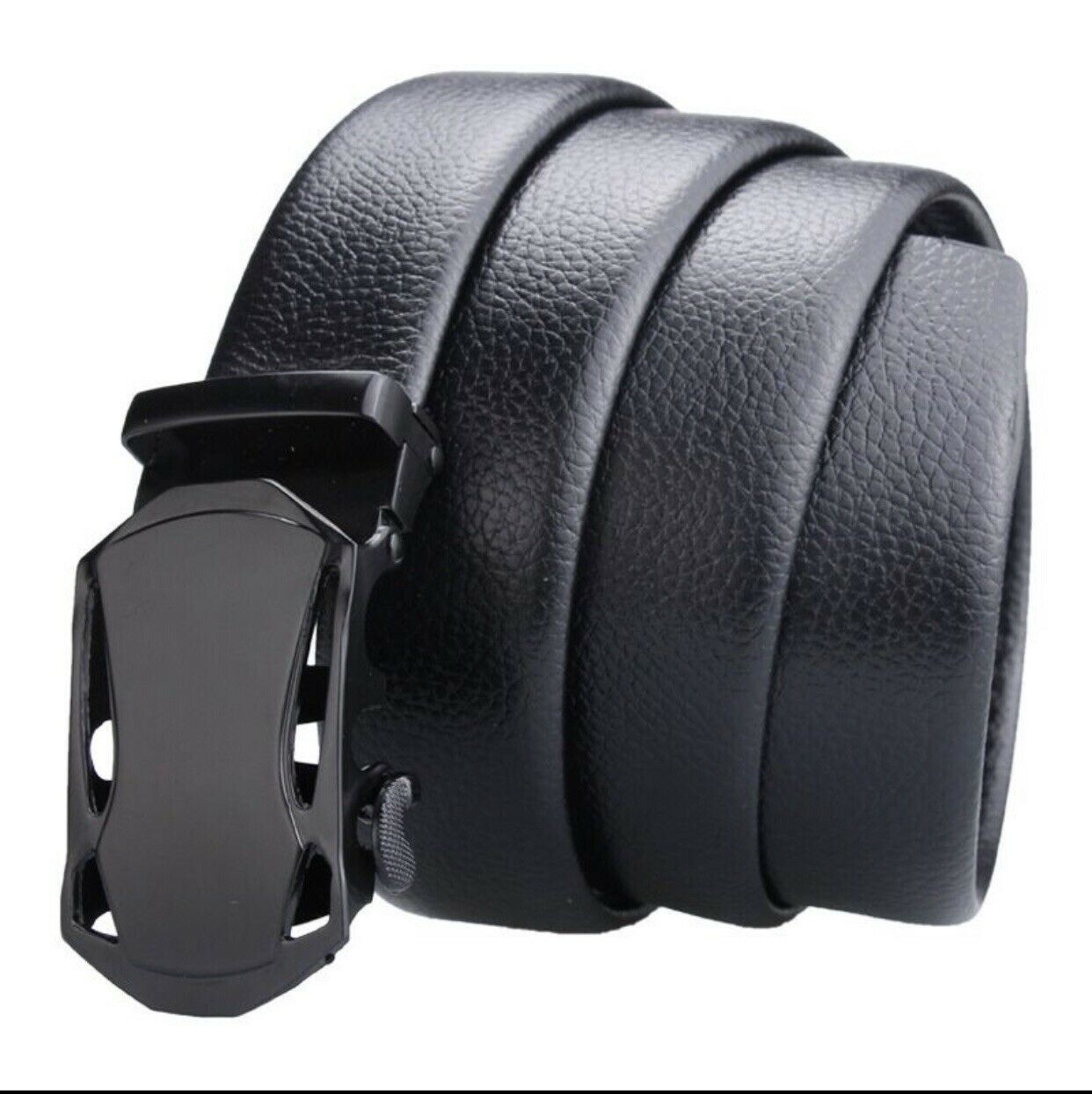 Black Microfiber Slide Buckle Belt for Men