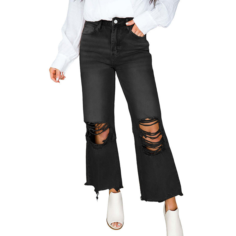 Ripped High-Rise Denim with Vintage Wash