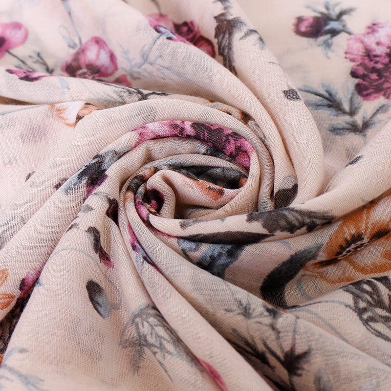 Bali Yarn Scarf Women's Sun-proof Cotton And Linen Floral Shawl