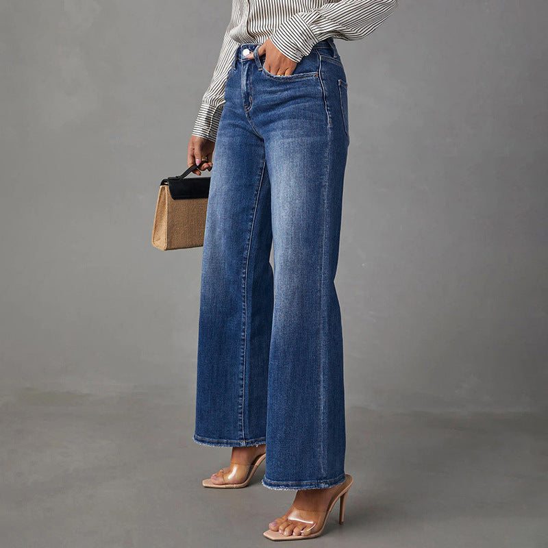 Elastic Stretch Denim Trousers