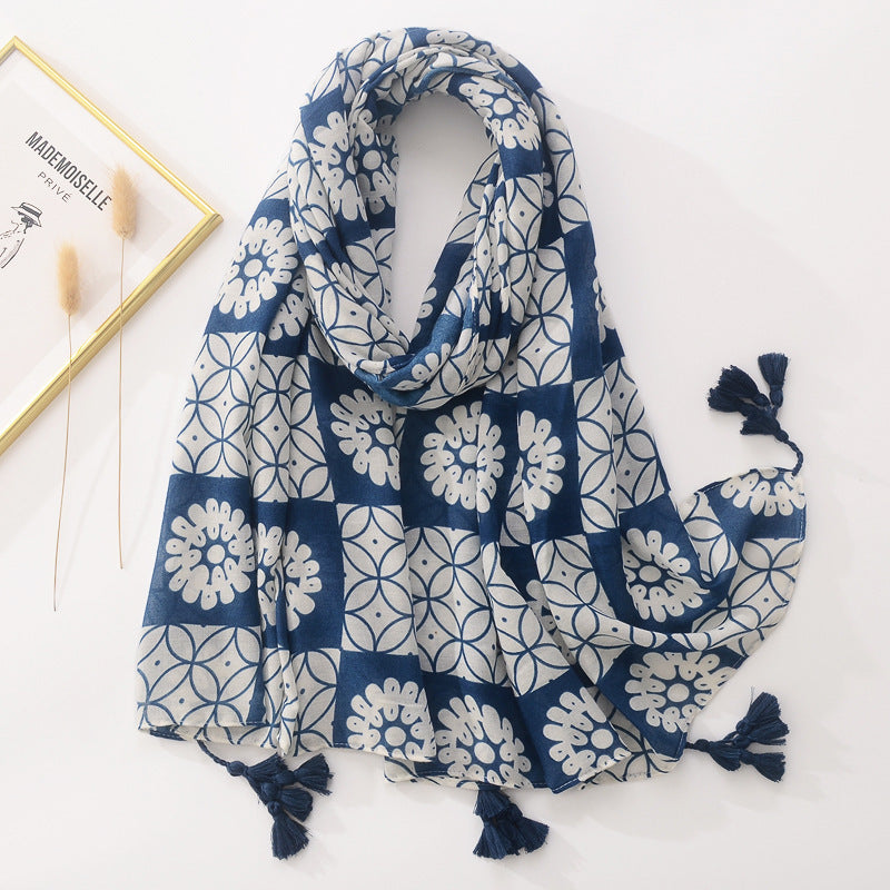 Indigo Breeze Tie-Dye Shawl