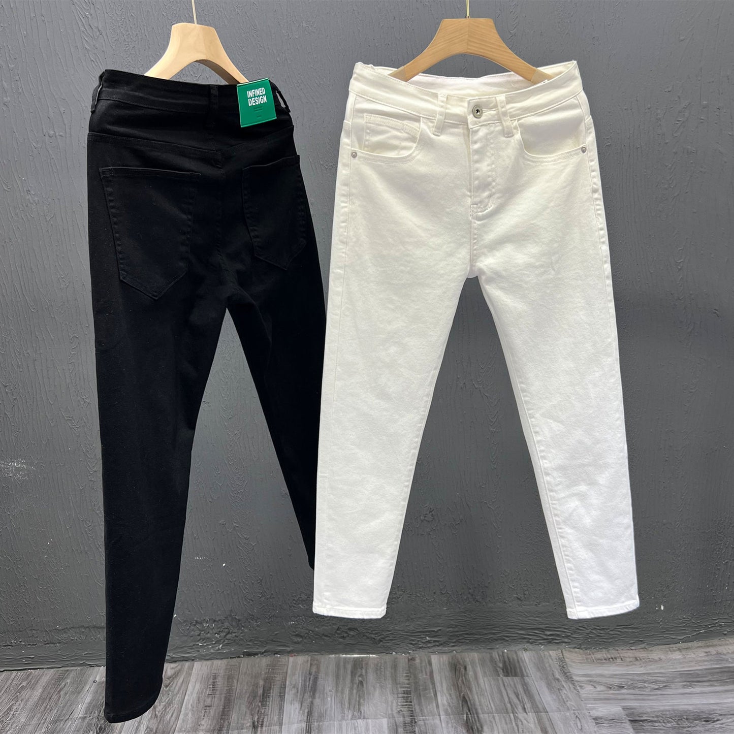 Mens Trendy Youth Simple Casual White Trousers Jeans