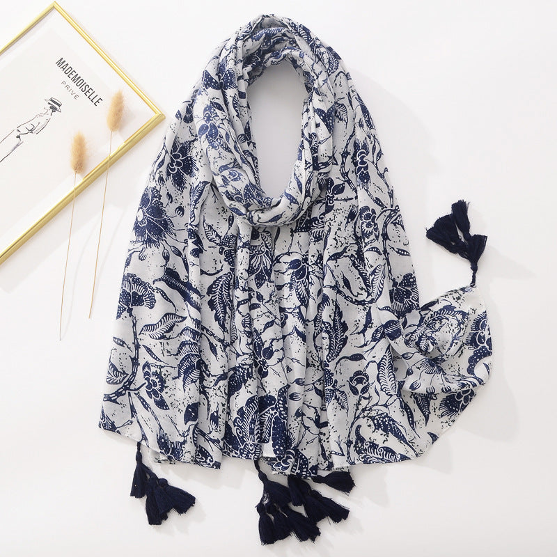 Indigo Breeze Tie-Dye Shawl