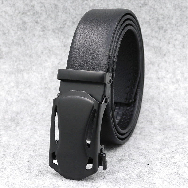 Black Microfiber Slide Buckle Belt for Men