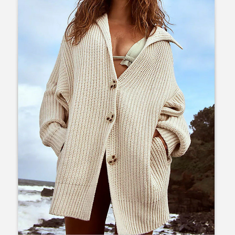 Luxe Lapel Pocket Cardigan Sweater