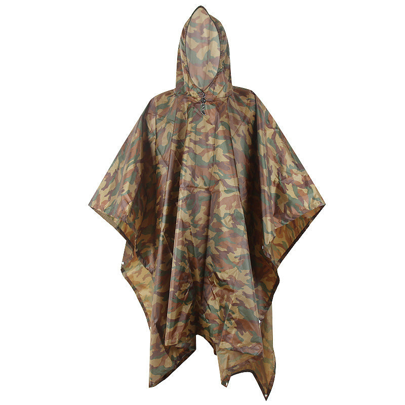 Camouflage Raincoat Three-in-one Mountaineering Multifunctional PU Waterproof Canopy And Floor Mat Raincoat