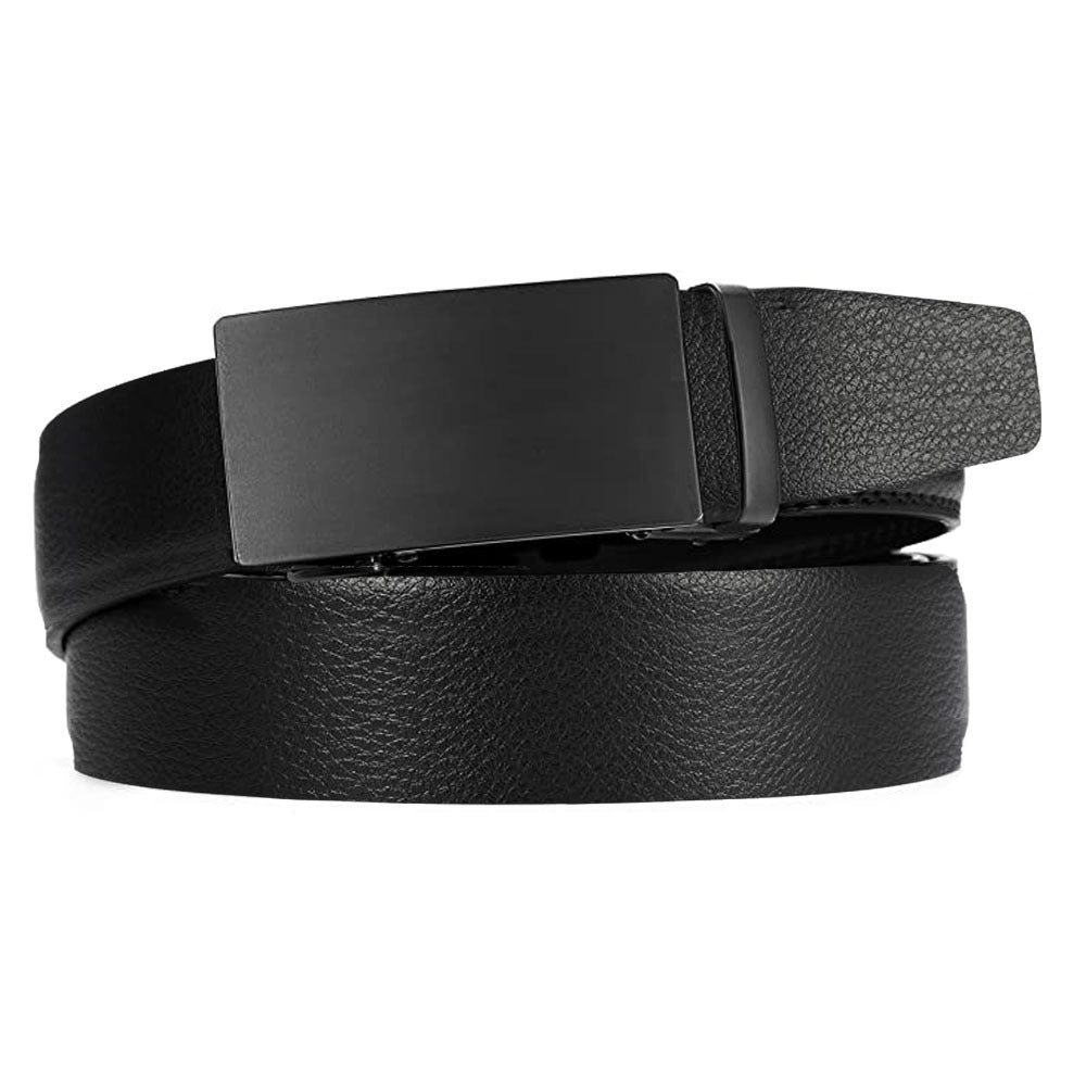 Sleek Black Microfiber Leather Ratchet Belt for Men – Adjustable and Stylish