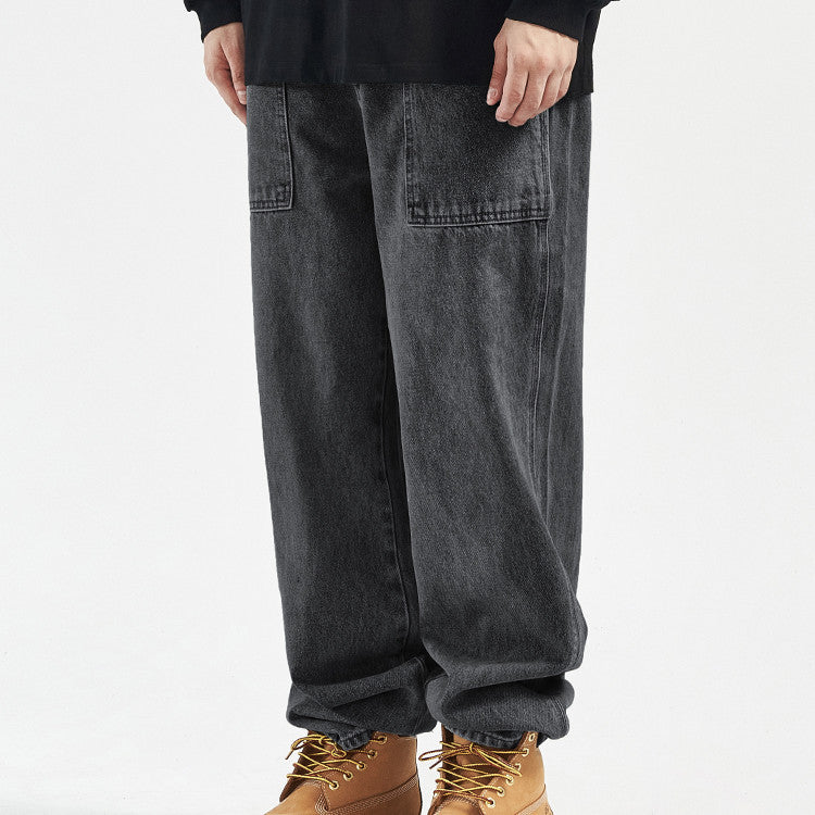 Mens Loose Straight Vintage Wide Leg Jeans