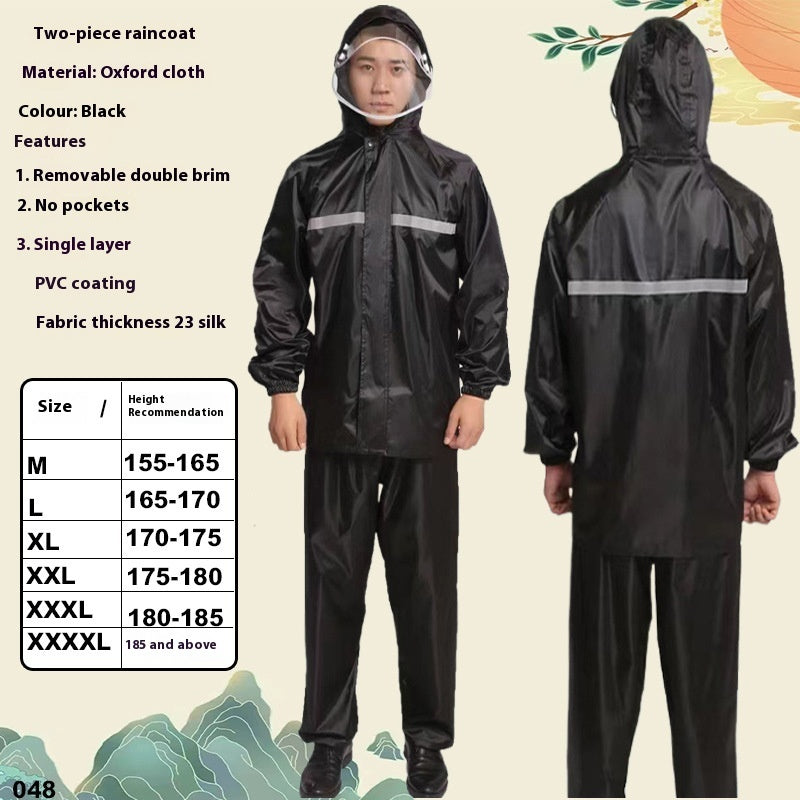 Rainproof Outdoor Motorcycle Riding Reflective Split Raincoat