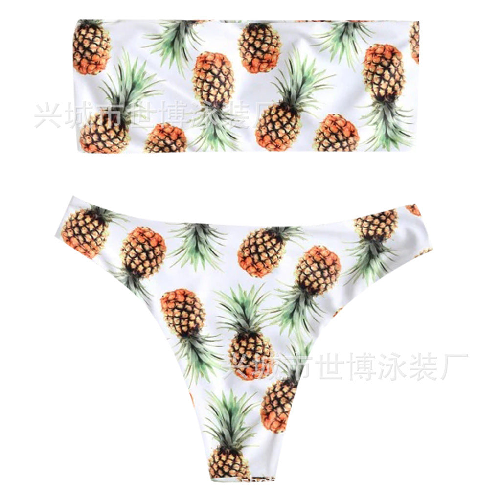 Tropical Vibes: Pineapple Tube Top Bikini