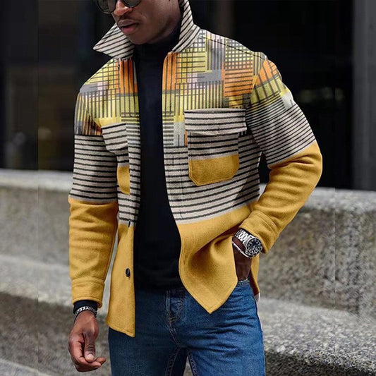 Trendy Lapel Printed Jacket